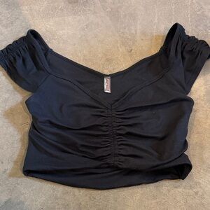 Free People Movement Black Ruched Crop Top - Size S